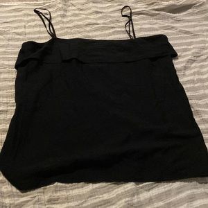 NWT theory silk black poplin tank blouse, slip ruffle detail